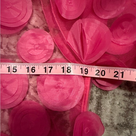 Frank Lyman Montreal Hot Pink 3D Floral Applique Mesh Top Long Sleeve Fuchsia M - Picture 9 of 11